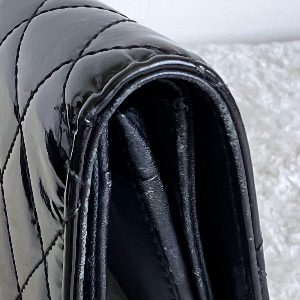 Chanel Classic Long Flap Wallet in Black Quilted Patent Leather - Picture 13 of 15